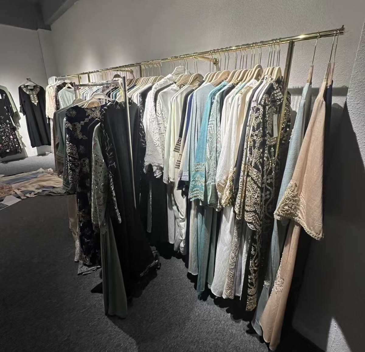 Sample room rail — styles already developed and ready to adapt