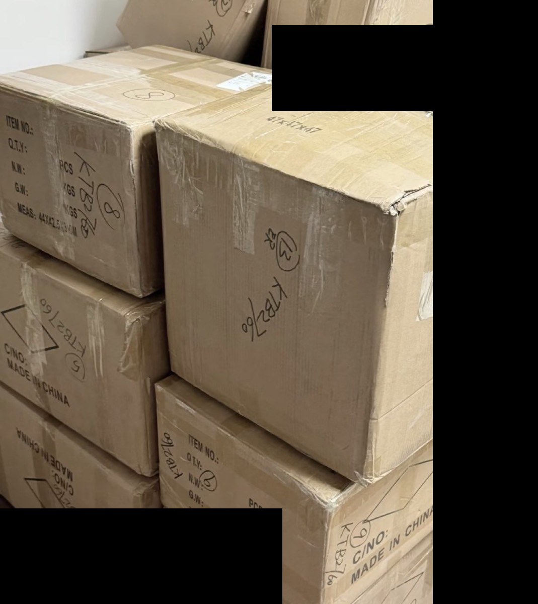 Export cartons with shipping marks ready for Gulf freight