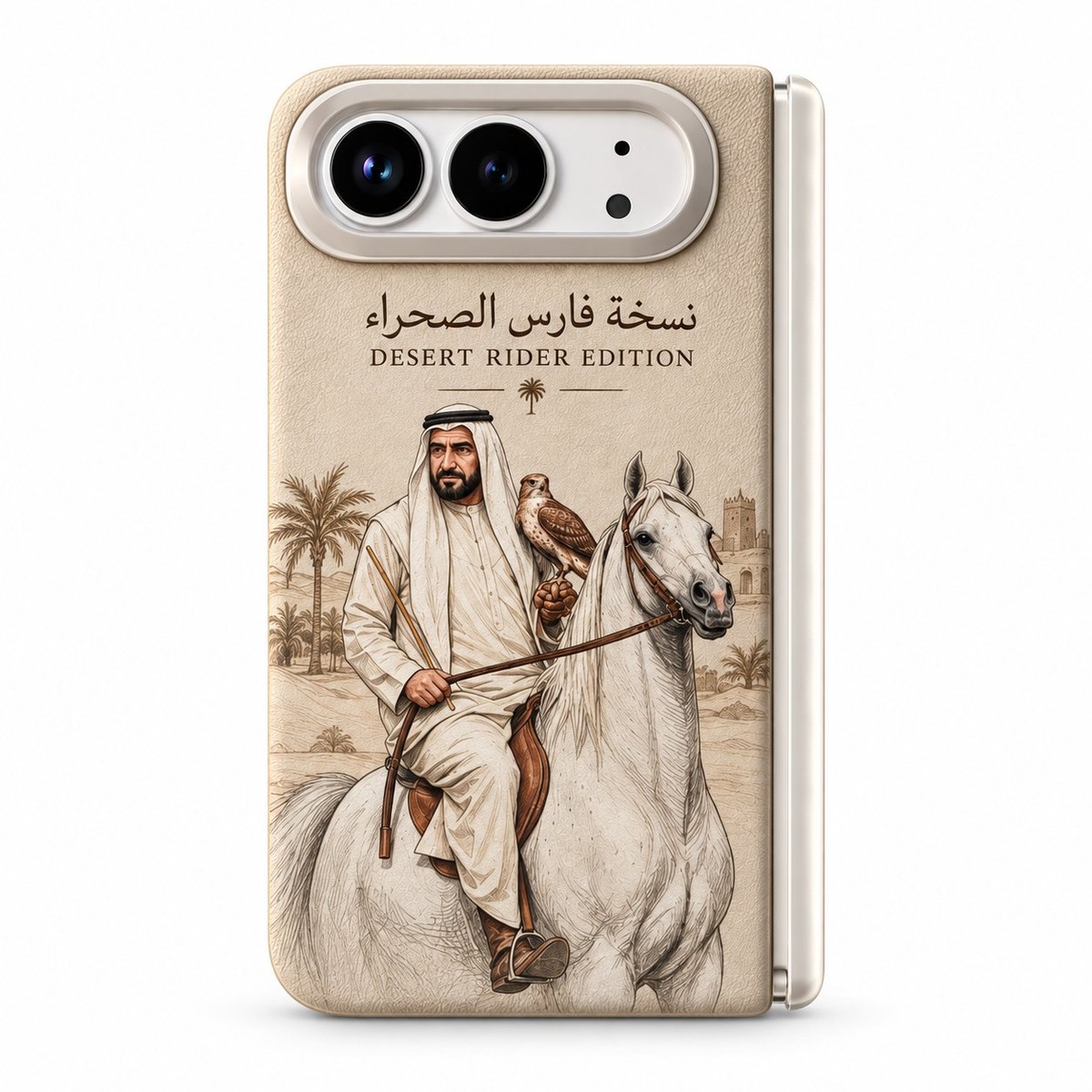 Desert rider — illustrated heritage artwork, printed on leather