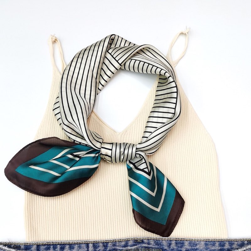 Printed silk-feel square scarf