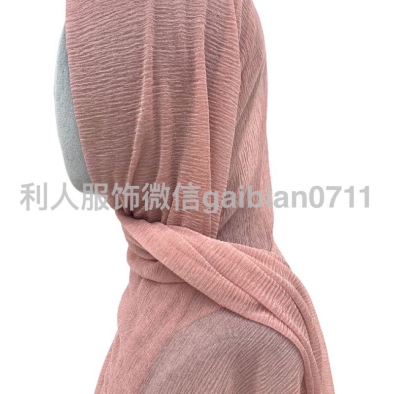 Long solid-color Muslim chiffon hijab