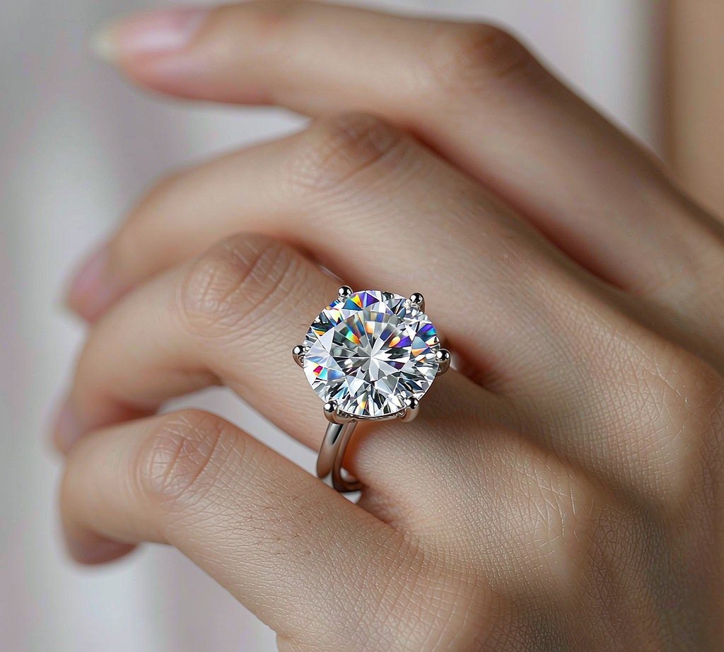2ct moissanite solitaire ring (D color VVS, GRA cert, S925)