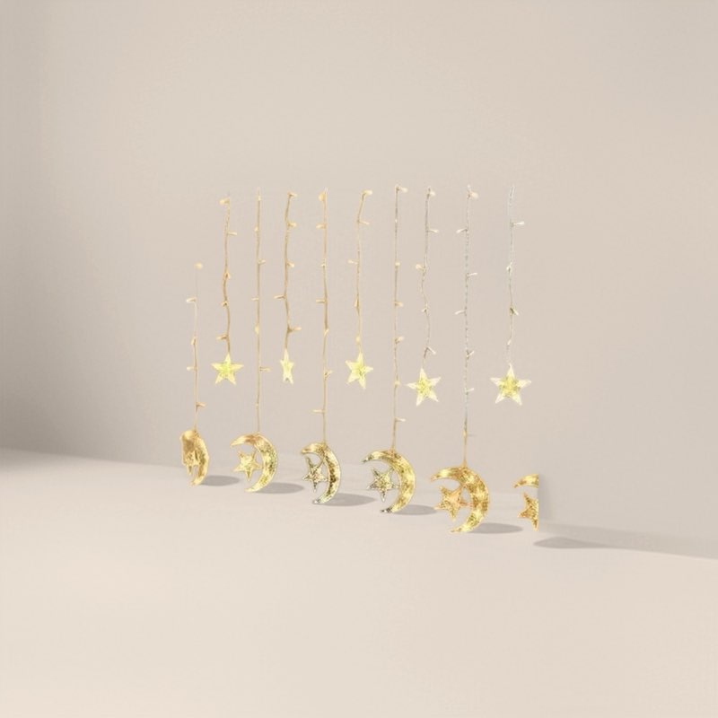Warm star & moon string lights